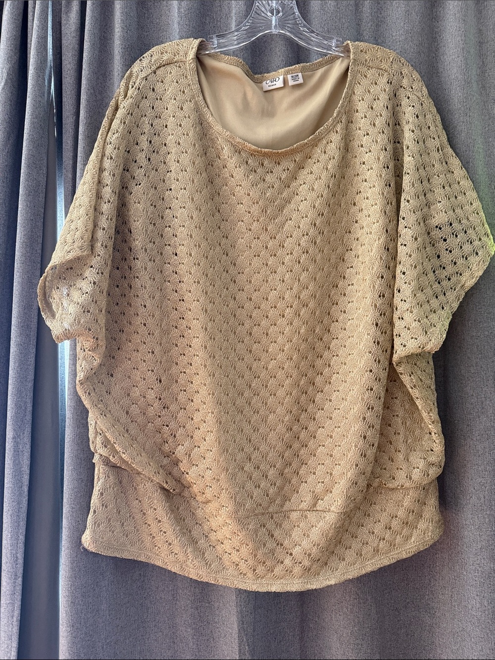 Cato Beige Crochet Knit Pullover Top